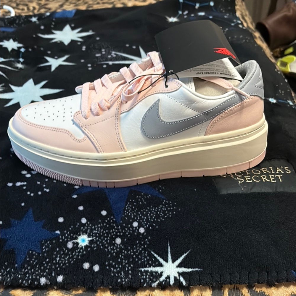 Nike Women's Air Jordan 1 Elevator Low Pink and Gray Sneakers